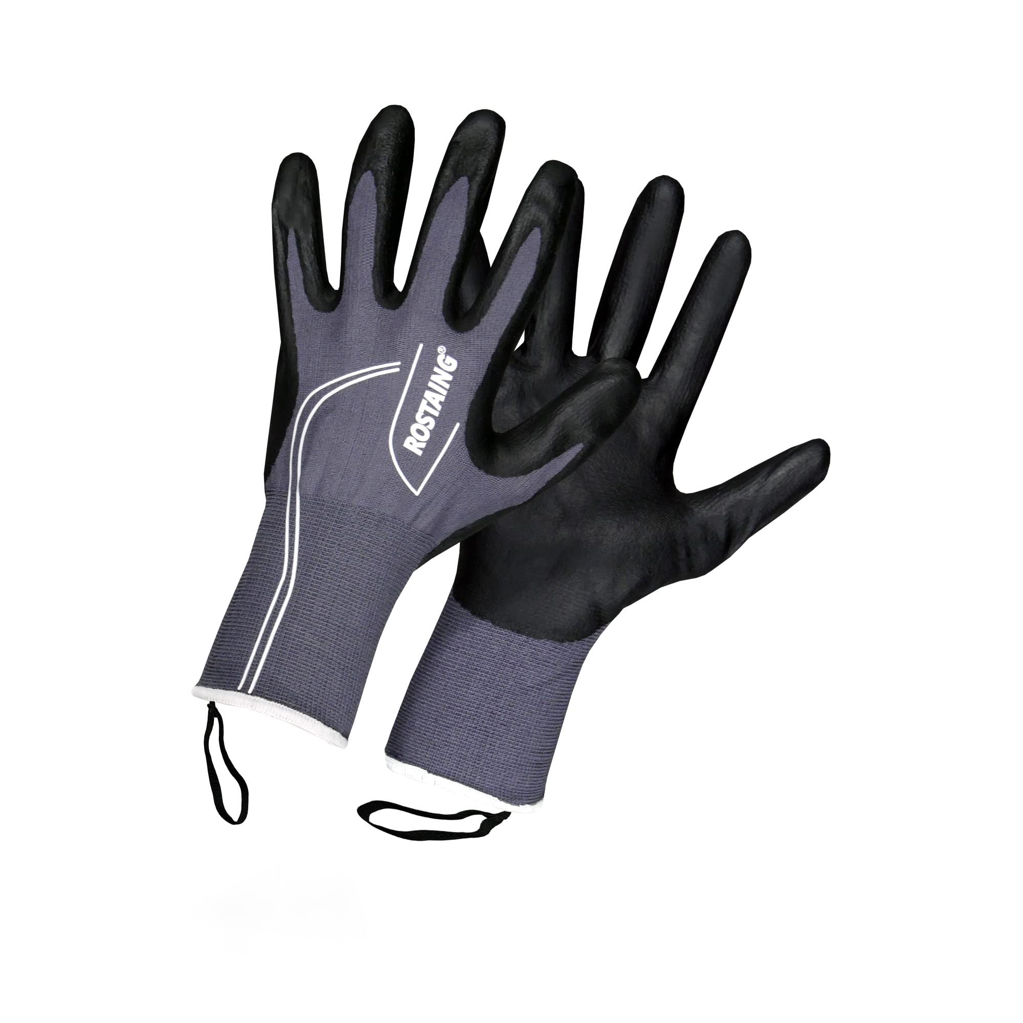 ROSTAING MAXIPRO - Handling Gloves and Protectors - Work Gloves - Ideal for All Gardening and DIY Work in Wet and Dry Environments, Grey and Black
