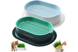 YUMINGUHC 2Pcs Cat Grass Planter for Indoor Hydroponic Wheatgrass Seed Sprout Tray Organic Cat Grass Growing Kit (No Seeds Included) Soilless Pot Planting Box (G)