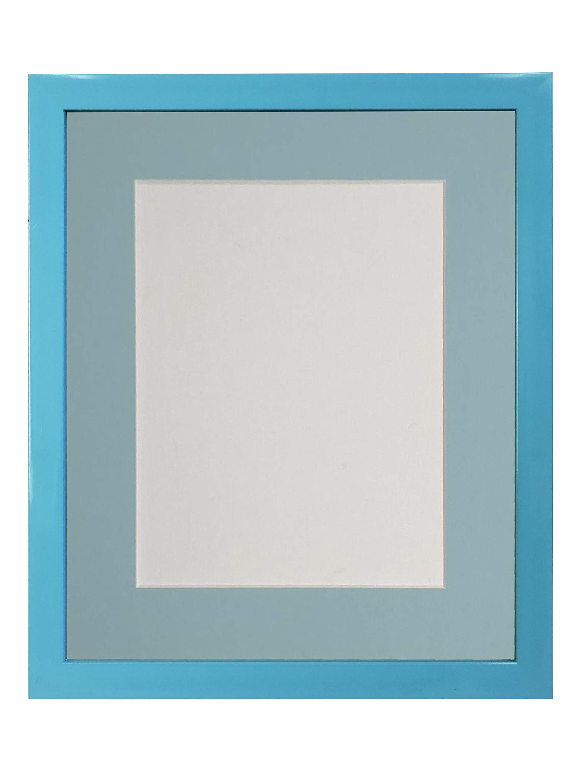FRAMES BY POST 0.75 Inch Picture Photo Frame with Blue Mount 14 x 11 Image Size 10 x 8 Inch Plastic Glass — image 1