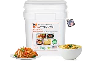 Numanna No-Gluten Family Pack Bucket – 126 Servings, 20 lbs | 25-Year Shelf Life | 1-Month Non-Perishable Meal Kit | Emergency Food Supply, Everyday Use, Quick-Prep Survival Meals | Made in USA | Pack of 1