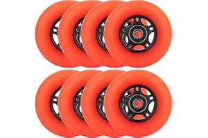 WHEELCOME Inline Skate Wheels Outdoor & Indoor Blade Roller Skate Wheels 85a Roller Hockey Wheels w/Bearings ABEC-9 for Scooter Luggage Repair, 64mm 70mm 72mm 76mm 80mm Dia, 8-Pack