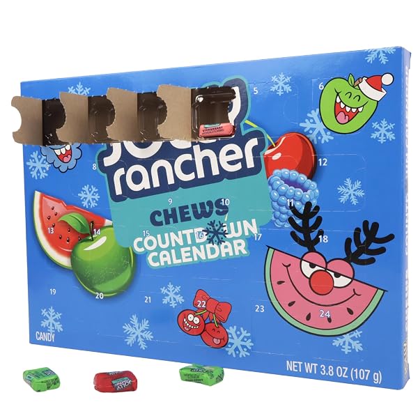 JOLLY RANCHER CHEWS CANDY ADVENT CALENDAR, 2024 COUNTDOWN TO CHRISTMAS, INDIVIDUALLY WRAPPED, FRUIT-FLAVORED TREATS, 24 DAYS