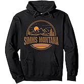 Vintage Simms, Montana Mountain Hiking Souvenir Print Pullover Hoodie