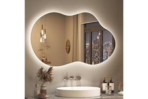 SMIROR Asymmetrical Backlit Bathroom Mirror with Lights 24 x 36, Irregular Cloud Led Lighted Vanity Mirror for Wall, Anit-Fog, Dimmable, Memory Function (Horizontal/Vertical)