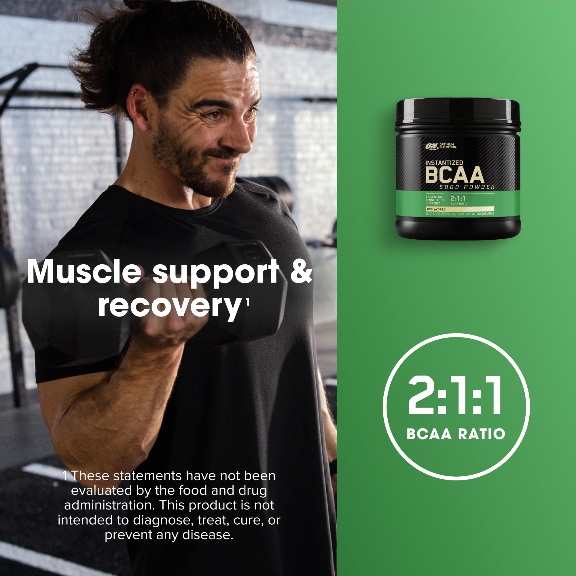 Optimum Nutrition Instantized BCAA Powder, Unflavored, Keto Friendly Branched Chain Essential Amino Acids Powder, 5000mg, 60 Servings (Packaging May Vary)