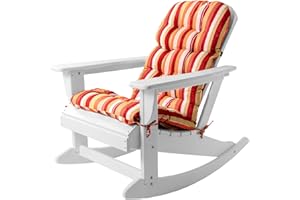 Sundale Outdoor Adirondack Rocking Chair with Cushion, Patio Plastic All Weather Adirondack Rocker, Water Resistant for Outsi