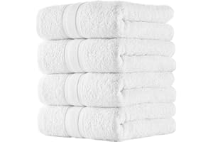 ALL DESIGN TOWELS Quick-Dry, Soft & High Absorbent Hand Towels 16"x29" Cotton Turkish Hand Towel Set of 4 | Daily Use 100% Cotton Towels for Bathroom, Gym & More | Bathroom Hand Towels (4 Pcs, White)