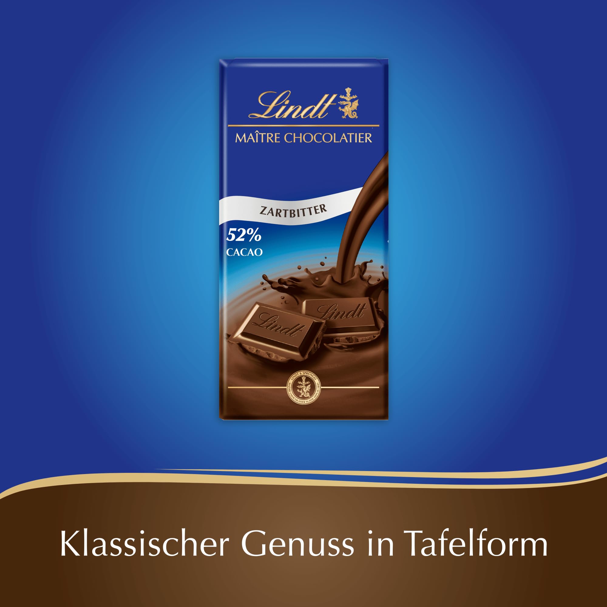 Lindt Schokolade | Zartbitter Tafel | 100g | feinschmelzende Zartbitter-Schokolade mit 52% Kakaoanteil | Schokoladen-Tafel 3