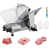 ROVSUN 12 inch Commercial Meat Slicer, 500W Electric Meat Slicer Machine ETL Certified, Frozen Meat Slicer with Adjustable Thickness(0-15 mm), Upgraded Carbon Steel Blade for Home and Commercial