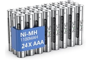SUKAI AAA Rechargeable Batteries 24 Pack, 1100mAh 1.2V High-Capacity Ni-MH Rechargeable AAA Batteries with Low Self Discharge