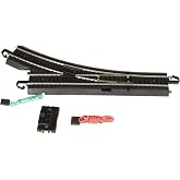 Bachmann Trains Remote Turnout Right Steel Alloy Rail with Roadbed HO Scale | Snap-Fit E-Z Track, Remote Turnout - Right (1/card), Steel Alloy Rail With Black Roadbed, 44462