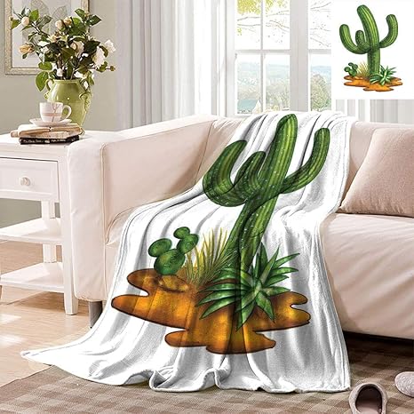 Amazon Co Jp サボテンスーパーソフトブランケット 乾燥気候フローラサグアロ植物多肉植物イラスト南アメリカメキシコ 150x0 ホーム キッチン