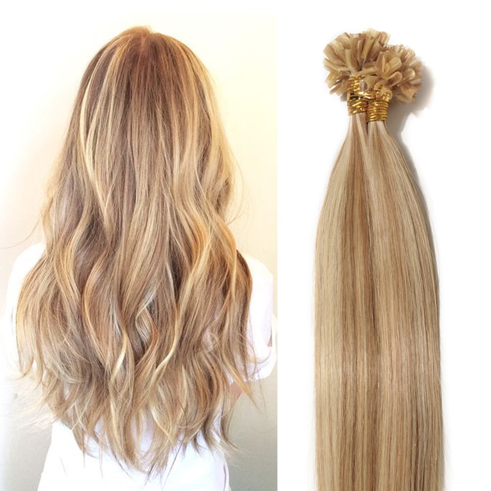 20" Pre Bonded Human Hair Extensions Blonde Highliths Real Hair 100S