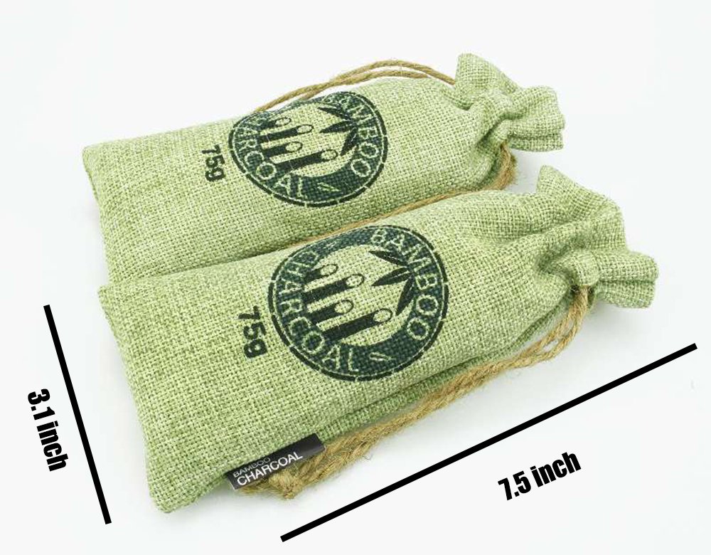 Bamboo Charcoal Bag, NewList Natural Activated Eco-friendly Air Purifying Bag Room PurifierOdor Remove for Closets, Cars, Rooms, Pet Areas, Gym Bag, Boxing Gloves, Bathroom, 2Pack 2 x 75g