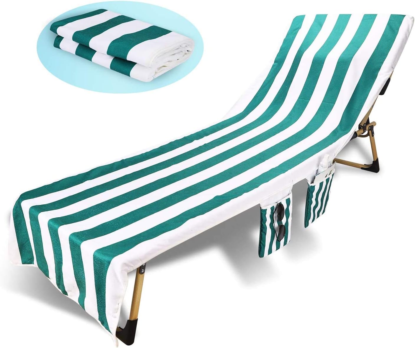 Lounge Chair Cover,Microfiber Beach Towel Cover Patio Chairs and Recliners Cover,Chaise Lounge Chair Cover Sun Lounger with Pockets for Pool,Hotel,Vacation,Sunbathing Fast Drying Terry Towel (Y12): Kitchen & Dining
