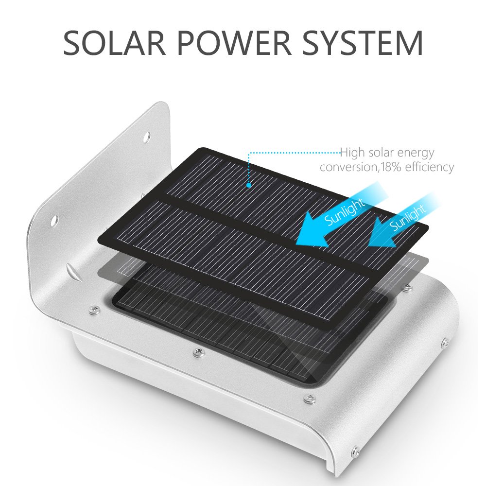 Solarmks PB-1805 SL-S-16 Motion Sensor Solar Lights 16 LED Auto Waterproof for Outdoor Garden Fence Wall Step (2-Pack)