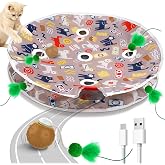 BENTOPAL Cat Toys for Indoor Cats, Interactive Ball &amp; 9 Holes Play Mat, Hide-n-Seek Exercise Game, Automatic Ball in Pouch, Mouse Squeaky Stimulating Toy, Motion Activated Kitten Enrichment Toys