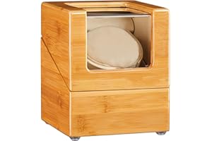 JQUEEN Single Watch Winder Box for Automatic Watches, 100% Bamboo Wood