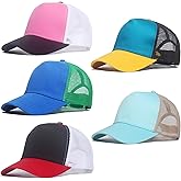 Pikpops 5 Pack Sublimation Blank Trucker Hats, Mesh Baseball Caps Bulk for DIY Crafting Snapback Plain Hat, Assorted Colors