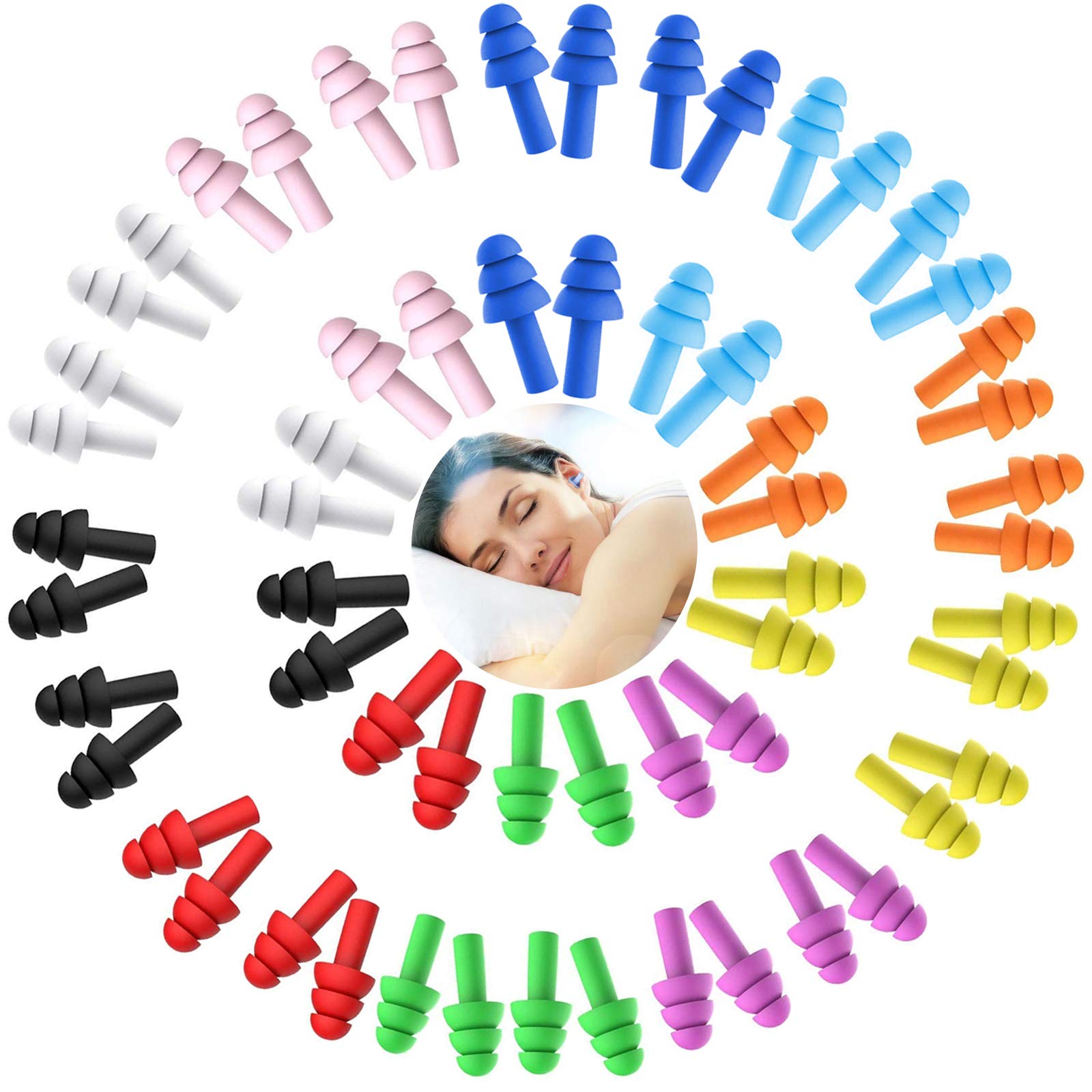 30 Pairs Ear Plugs for Sleeping, Reusable Silicone Ear Plugs Waterproof Swimming Earplugs Noise Reduction Earplug, Ultra Soft Flexible Earplugs for Sleeping, Studying, Concerts, Travel, Swimming