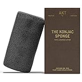AKT The Konjac Sponge, Plant-Based Shower Sponge with Activated Charcoal, Exfoliating Body Sponge for Sensitive Skin, Natural, Shower Scrubber, Compostable Bath Essential