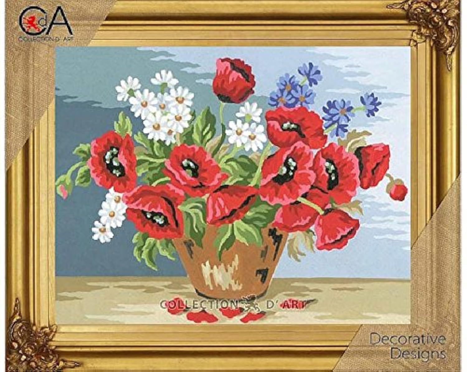 Collection D'Art Tapestry kit Flowers 1, 100% Cotton, Multi-Colour, 38 x 25 x 0.5 cm