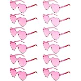 Flutesan 60 Pairs Heart Sunglasses Pink Heart Shaped Rimless Sunglasses Transparent Frameless Glasses Candy Color for Party Favor Cosplay