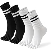 CIENCHENSOX Toe Socks Women Five Fingers Crew Socks for Running Athletic Hiking Comfort Toe Separator Barefoot Sock 4 Pairs