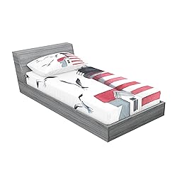Ambesonne Lighthouse Fitted Sheet & Pillow Sham
