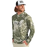 HUK Mens Pursuit Pattern Crew Sleeve Shirt, Performance Shirt