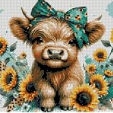 Cow Stamped Cross Stitch Kits for Adults Beginner,Counted Embroidery Kits | Sunflowers Counted Cross Stitch Kits Printed Stitching Cute Patterns Dimensions Needlepoint Art Crafts Embroidery Kits