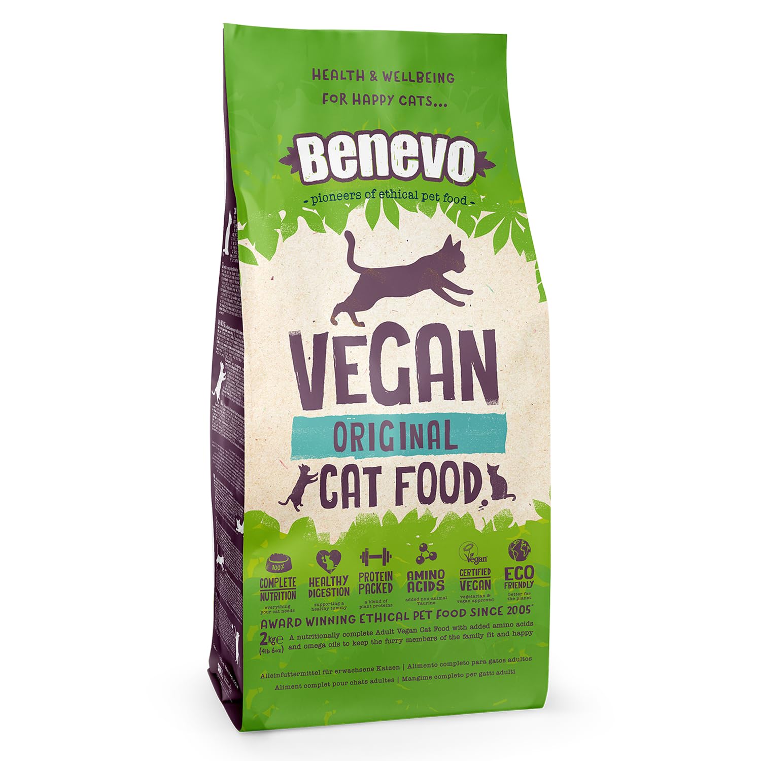 Benevo Vegan Cat Food Dry (1.8kg) Unlock The Power Of Plant Based Nutrition, With Essential Nutrients & Vitamins A, B, D, E & K, Award Winning Dry Cat Food, Approved By PETA & Vegan Society UK