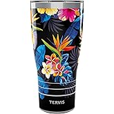 Tervis Traveler Tropical Floral Hibiscus Triple Insulated Tumbler Travel Cup Keeps Drinks Cold & Hot, 30oz, Stainless Steel