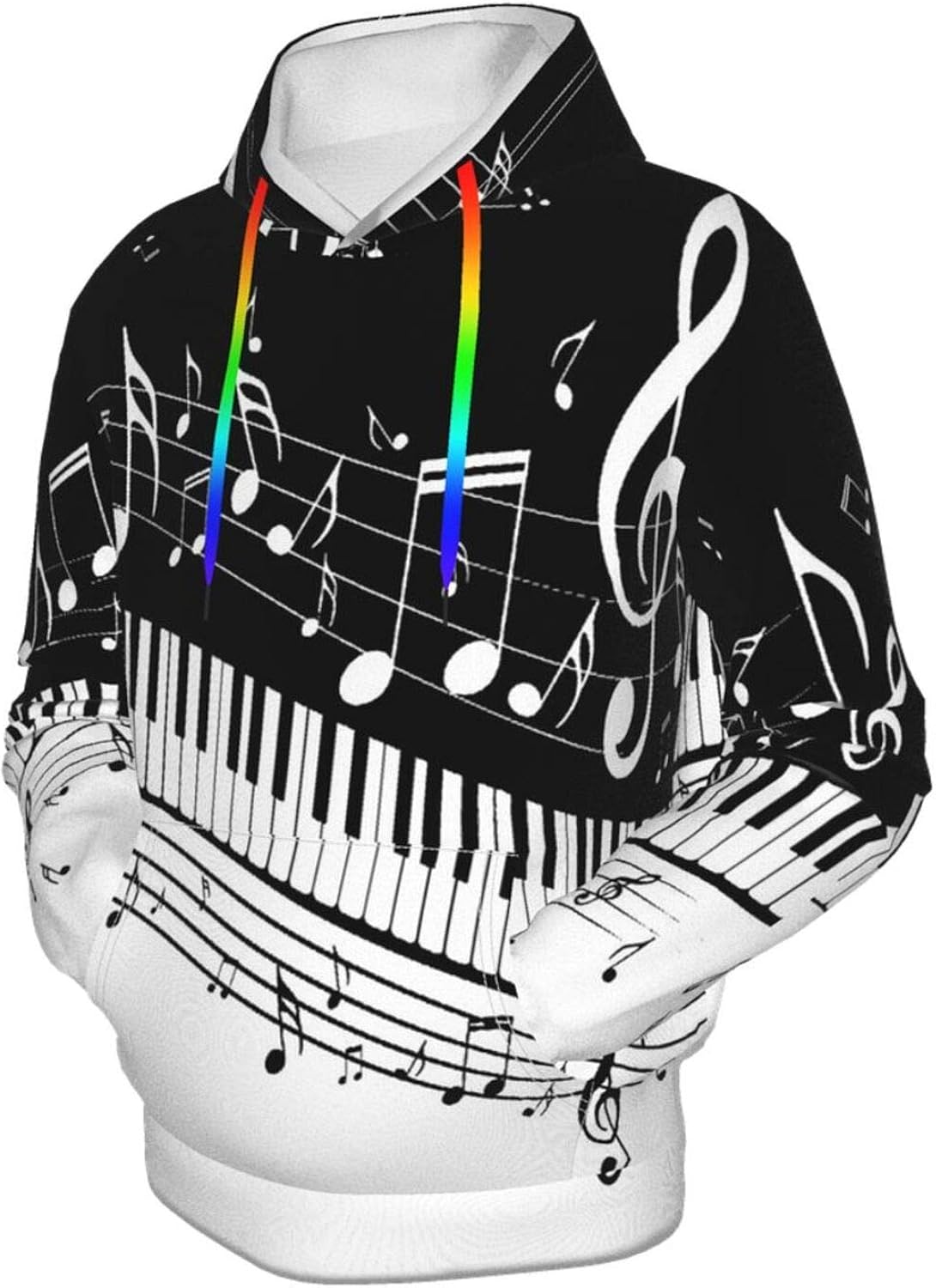 Sweater Piano Keys Musical Notes Pullover Fleece Hooded Hoodie Winter