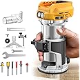 MtiolHig 30,000 RPM Compact Router compatible with DeWalt 20V, 6 Variable Speeds Cordless Router Tool for Woodworking, 800W F