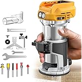 MtiolHig 30,000 RPM Compact Router compatible with DeWalt 20V, 6 Variable Speeds Cordless Router Tool for Woodworking, 800W F
