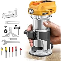 MtiolHig 30,000 RPM Compact Router compatible with DeWalt 20V, 6 Variable Speeds Cordless Router Tool for Woodworking, 800W F