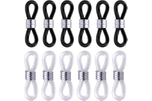 BronaGrand 12pcs Rubber Metal Ends for Eyeglass Chain Necklace Chain (6pcs Black Color +6pcs Clear Color)