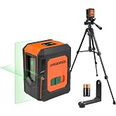 JORGENSEN Laser Level with Tripod, 100 FT Dual Modules Laser Leveler Tool | Self Leveling, Cross Line, 360&deg; Magnetic Base, Green Laser Level, for Picture Hanging, Tile, Home Renovation, Indoor Project