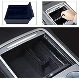 Center Console Organizer Tray Compatible with Latest 2021 Tesla Model 3 DIBMS Flocked Armrest Hidden Cubby Drawer Storage Box
