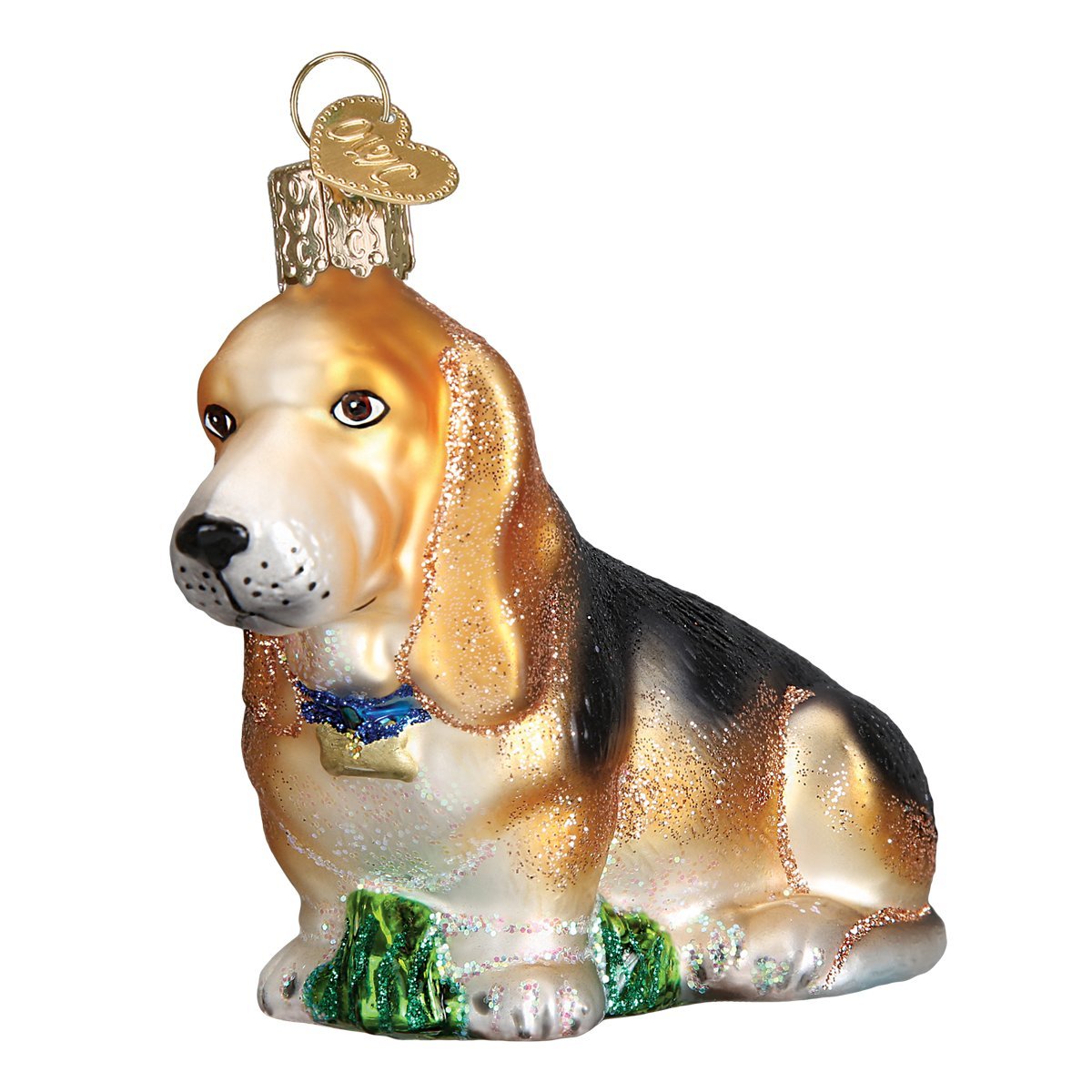 Old World Christmas Dog Collection Glass Blown Ornaments for Christmas Tree Basset Hound, Glitter Brown, 1.5 x 3 — image 1