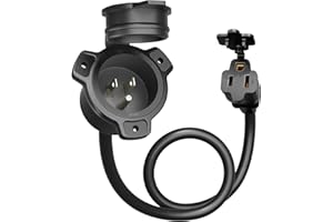 DEWENWILS 15 Amp RV Shore Power Inlet Socket, 125VAC AC Port Plug Integrated 18 Inch Waterproof Extension Cord, NEMA 5-15P to NEMA 5-15R, 14AWG SJTW Cord, Trailer Plug Boat Marine, ETL Listed