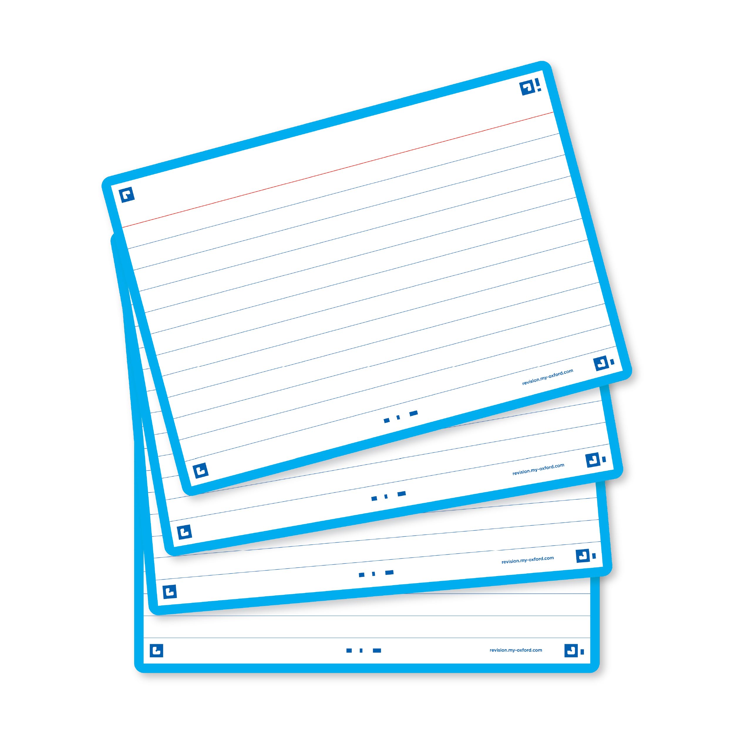 Oxford A6 Flash Cards, Ruled with Blue Frame, Pack of 80