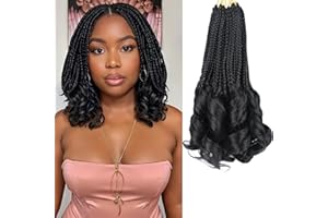 KALULI Crochet Hair for Women 10 Inch Crochet Braids Box Braids Crochet Hair French Curl Braiding Hair Crochet Hair Short French Curl Crochet Braids with Curly Ends Hair Extensions Braids (1B)
