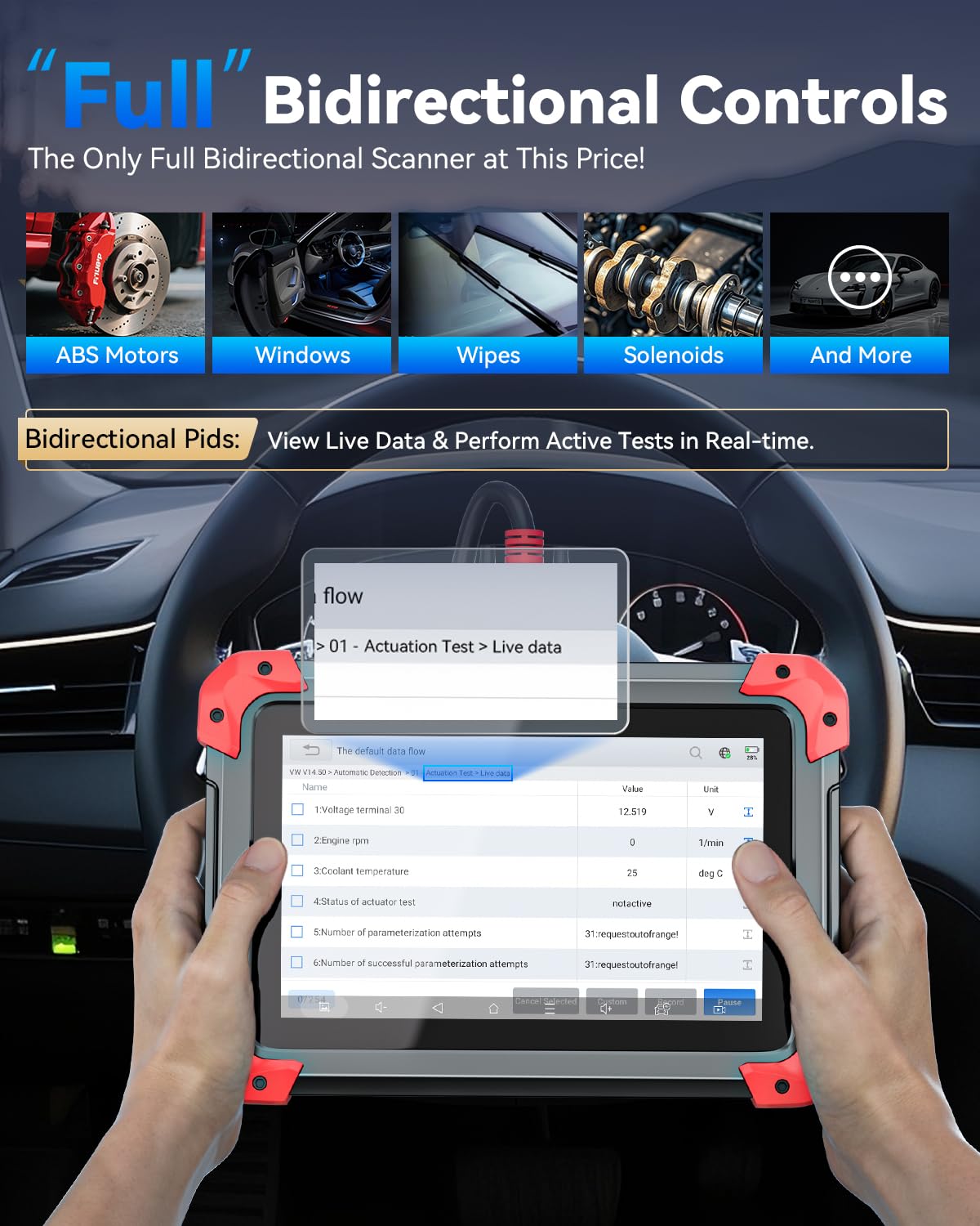 XTOOL D7 Bidirectional OBD2 Scanner: 2025 Scan Tool with ECU Coding, Full System Car Scanner Diagnostic Tool, 36+ Resets, Injector Coding, Throttle Relearn, Crank Sensor Relearn, FCA, CANFD & DoIP