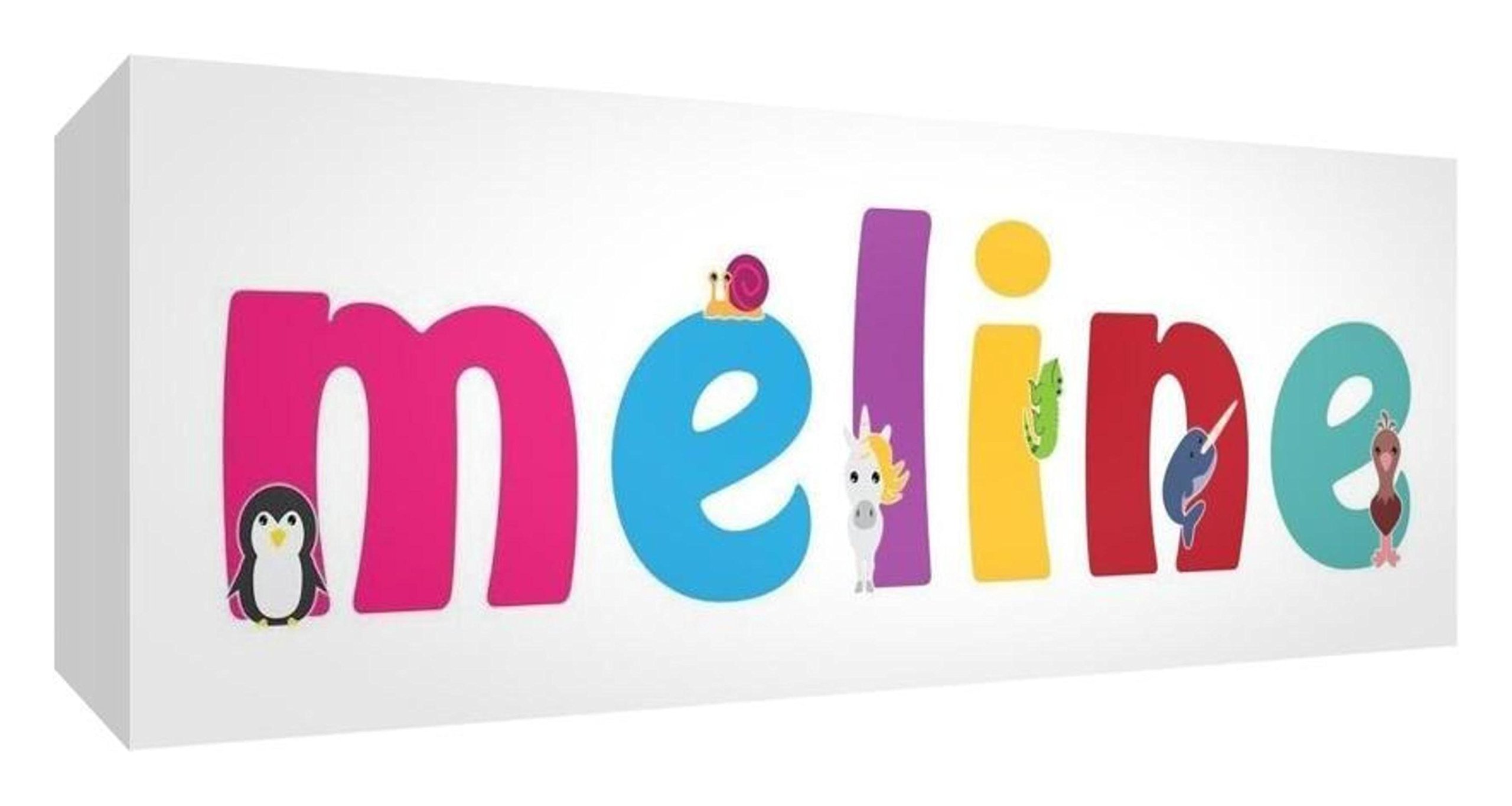 Little Helper Canvas Gallery Wrapped Box with Front Panel Style Example with Girl MELINE Name 15 x 42 x 3 cm Multi-Coloured Small