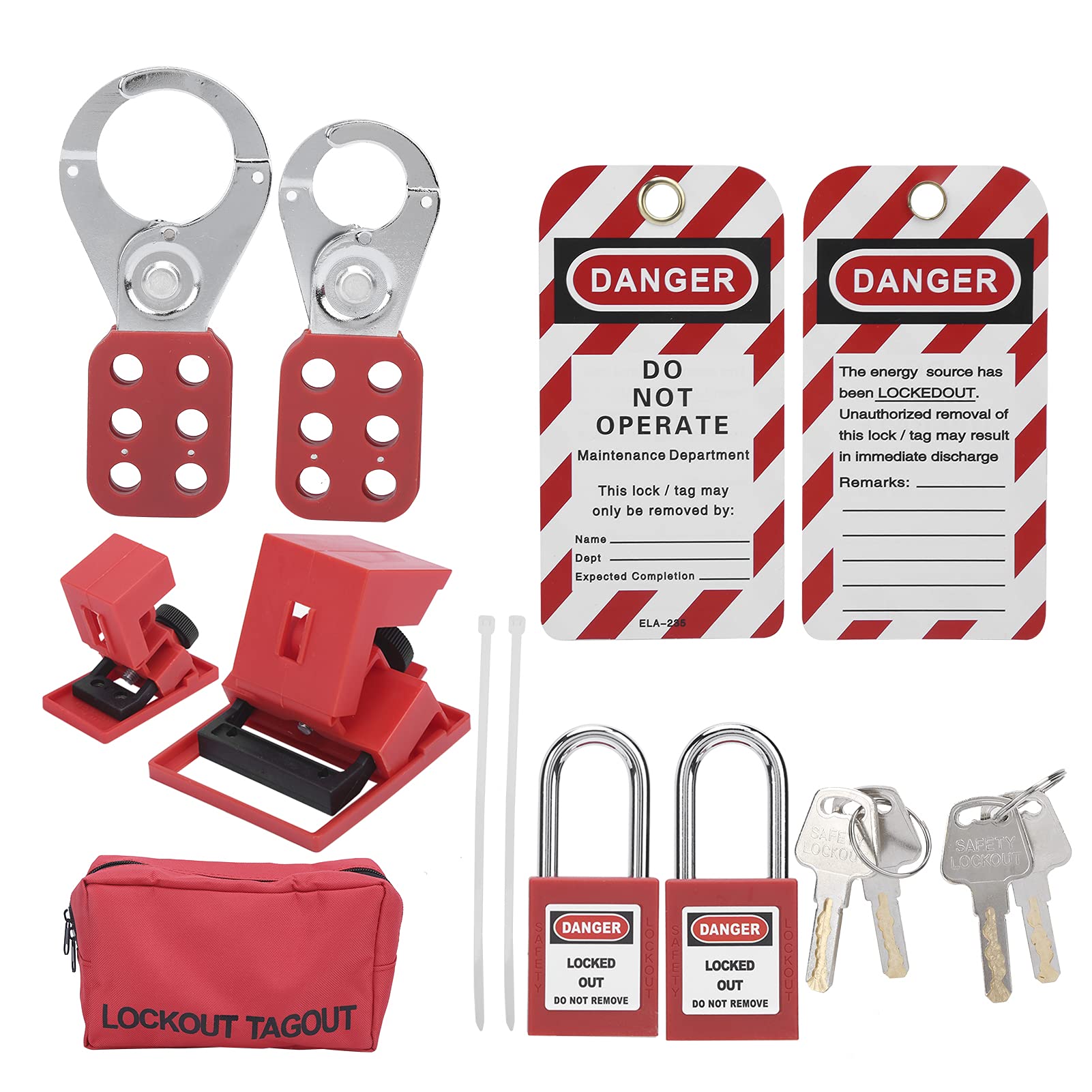Lockout Kit Lockout Kit Electrician Lock Out Tag Out Kits Lockout Tagout Kit Lock Out Kit For Electricians, Lockout Kit With Two Security Padlocks, Warning Boards For Safety