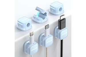 JOYROOM 6 Pack Magnetic Cable Management, Adhesive Desk Cord Organizer, [Cable Smooth Adjustable] Wire Holder Keeper Charging Cable Clips, Cord Holder for Home Office Desk Phone Car Wall Desktop Nightstand