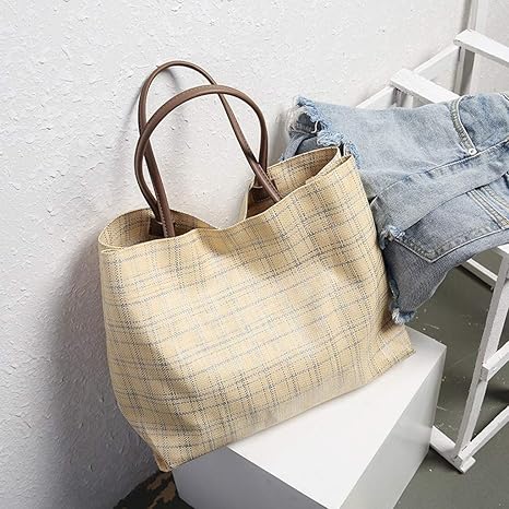 Amazon Co Jp トートバッグ 女性ストロー織トート 大ビーチ手作りの織物ショルダーバッグ 旅行用バッグ 女性のためのハンドバッグ ホーム キッチン