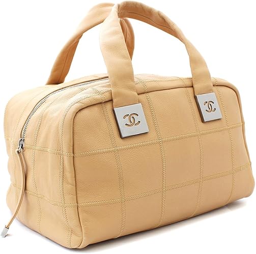 Amazon Chanel シャネル チョコバー ミニボストンバッグ レディース ソフトキャビアスキン ベージュ シルバー金具 ハンドバッグ 4184 中古 Chanel ボストンバッグ